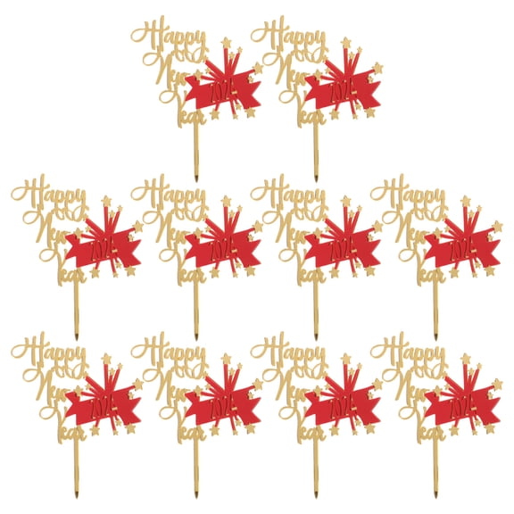 LOLIPPYY 10Pcs New Year Eve Cupcake Toppers Acrylic Party Supplies for Guests Gathering
