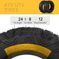 thumbnail image 6 of Ktaxon Set of 2 24x8-12 ATV & UTV All Terrain Tires, 6 Ply Tubeless Non-Directional Knobby Mud Tires, 6 of 14
