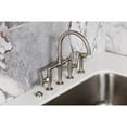 thumbnail image 4 of Kingston Brass KS2338TKL Hallerbos Two-Handle 4-Hole Deck Mount Bridge Kitchen Faucet with Brass Side Sprayer in Brushed Nickel, 4 of 8