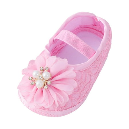 

Baby Sneakers Fashion Soft Sole Pearl Flower Princess Shoes For First Walkers