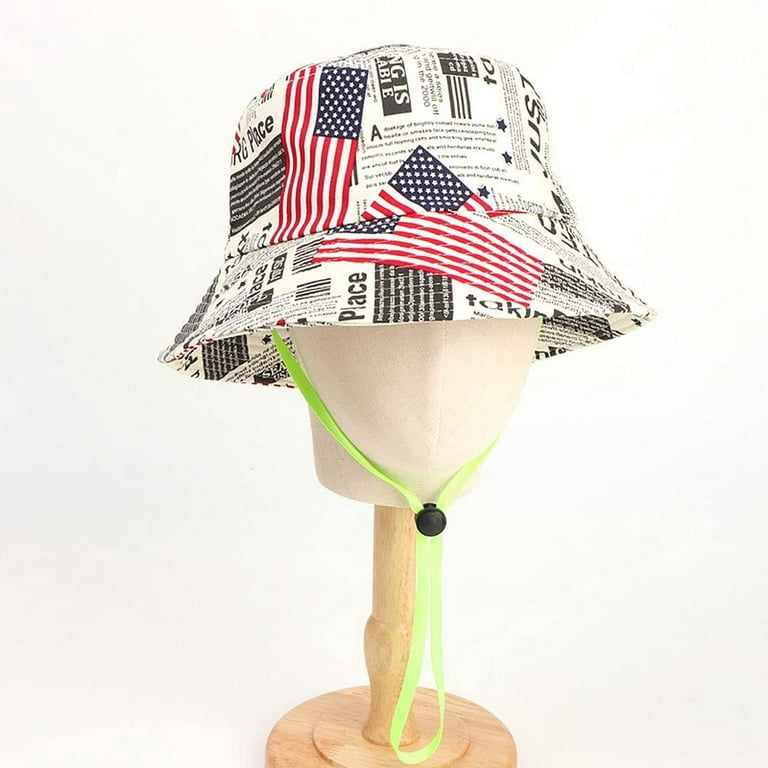 YOUI-GIFTS Bucket Hat Unisex American Flag Summer Beach Sun Cap for Women  Men Cotton Packable Reversible Print Travel Headwear 