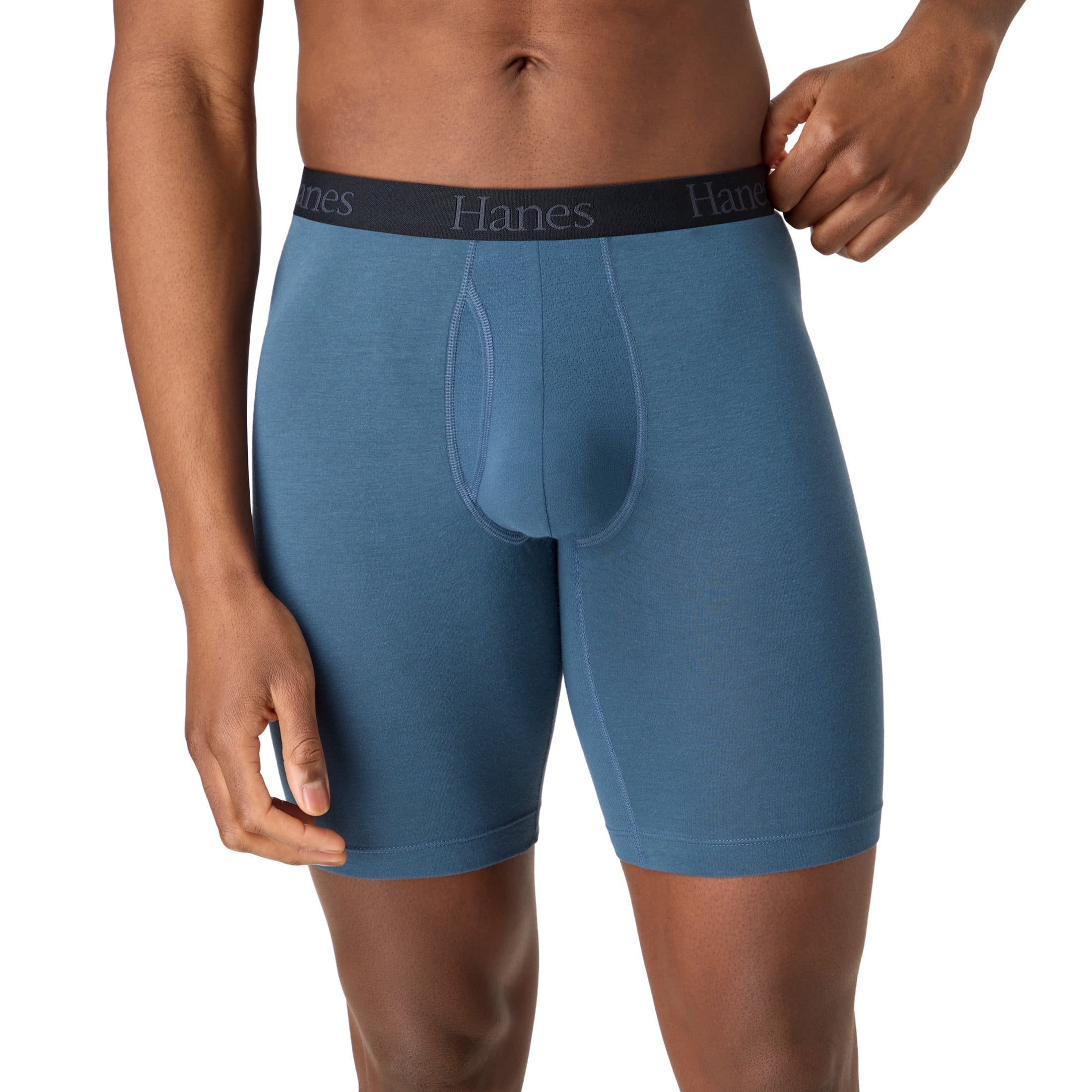 Hanes Mens Underwear Long Leg Boxer Briefs, 3-Pack, Total Support Pouch, Wicking