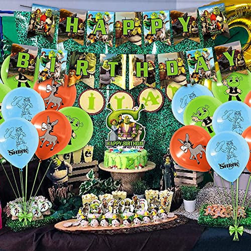 44 Pcs Shrek Theme Birthday Party Decorations,Party Supply Set for Kids  with 1 Happy Birthday Banner Garland , 25 Cupcake Toppers, 18 Balloons for  Party Decorations 