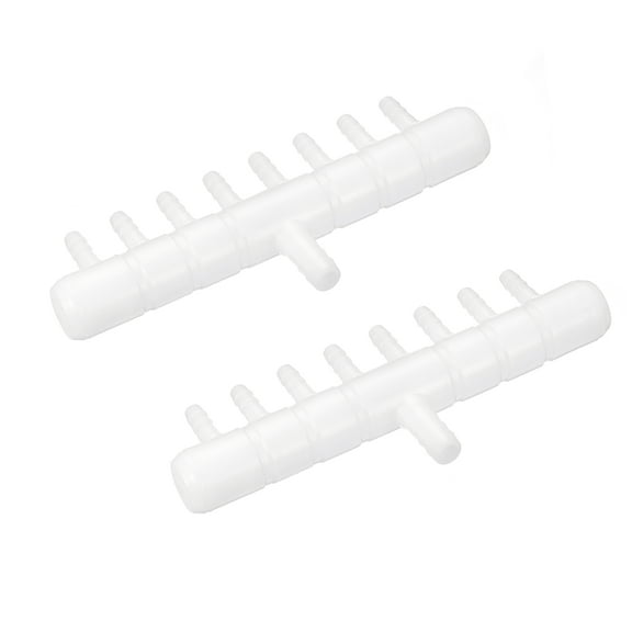 Uxcell Air Line Tubing Splitter Connector, 2Pack 8mm/0.31" to 5mm/0.2" 8 Way Fish Tank Oxygen Pipe, White