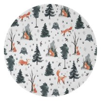 Multicolor Christmas Forest Pattern Round Blanket,Comfortable Soft Flannel Throw Blanket,All Season,Warm Lightweight Blankets for Sofa Bed Couch Living Room Chair 47"x47"
