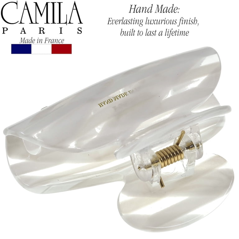 Small White Tokyo Celluloid Hair Claw Clip Durable No-Slip Grip Fashionable Amazon.com : French Amie Pelican White Tokyo Handmade  main image 4