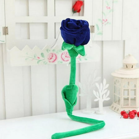 

[Big Clear!]Plush Rose Flower Toy Bendable Curtain Buckle Tiebacks Birthday Wedding Party Gift Deep Blue