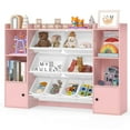 thumbnail image 1 of Costway Kids Toy Storage and Bookshelf with 8 Boxes Open Shelves & 2 Single-door Cabinets Pink, 1 of 10