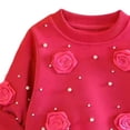 thumbnail image 4 of Juorvia Toddler Girl Outfits 2pc Sweatsuit Flowers Loose Fitted Crew Neck Tops Wide Leg Pants with Pockets(5-6Years,Hot Pink), 4 of 5