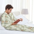 thumbnail image 6 of Fuzoiu Rose Print Men's Long-Sleeved Pajama,Lounge Button Down Nightwear,Mens Notch Collar Pajama Set -X-Large, 6 of 7