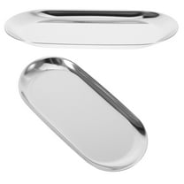 BESTYASH 2Pcs Plated Silver Metal Tip Tray Stainless Steel Bathroom Vanity Tray for Versatile Use