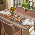 thumbnail image 3 of Orange Pumpkin Table Cloths for 4 Foot Rectangle Tables, Thanksgiving Fall Leaves Botanical Wood Patio Waterproof Elastic Fitted Tablecloths, Washable Rectangular Table Cover for Camping, 3 of 8