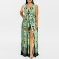 thumbnail image 3 of Robe Grande Taille pour Femmes Décontractée Élégante Robes d'Été Boho à Imprimé Floral Robes à Décolleté en V Profond Robe Trapèze de Plage, 3 of 8