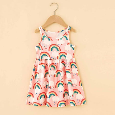 

Summer Savings Clearance! Edvintorg Toddler Baby Girls Sleeveless Dress Kawaii Graphic Print Beach Dresses Summer Kids Girls Dress Children s Clothing 1-8 Years