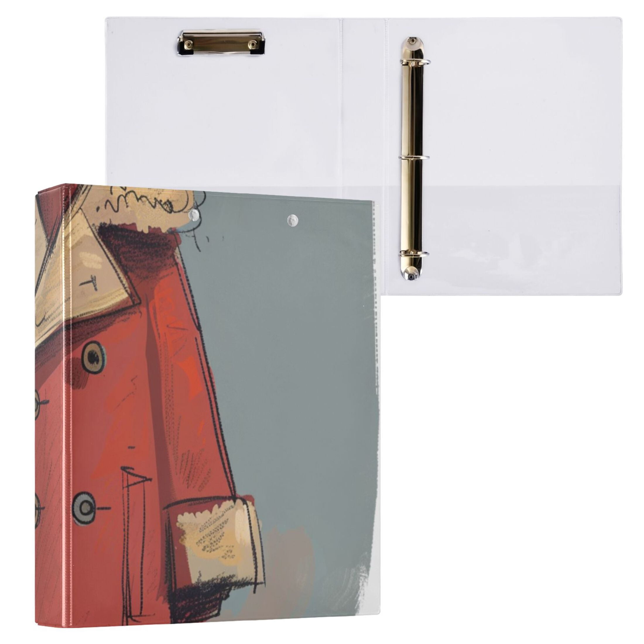 Coat Cartoon 3 Ring Binders 1.5 inch Hardcover File Folders with Interior Pockets A4 Size Organizer for School Office Hospital