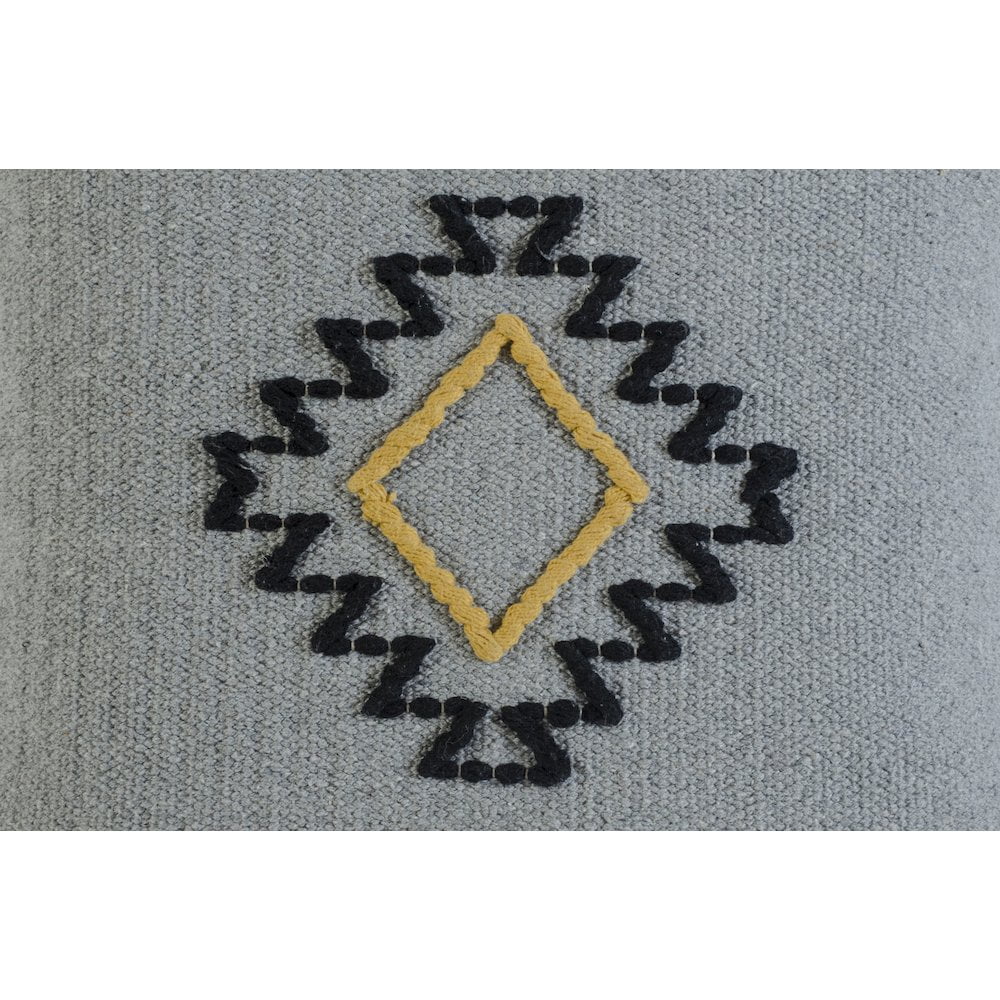 LR Home Ox Bay Hand-Woven Gray/Yellow Geometric Cotton Blend Pillow Cover