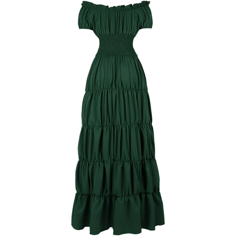 Jzuxvd Renaissance Costume Women Medieval Chemise Dress Pirate Peasant Dress  Peasant Tops Irish Under Dress Dark Green 3XL - Walmart.com