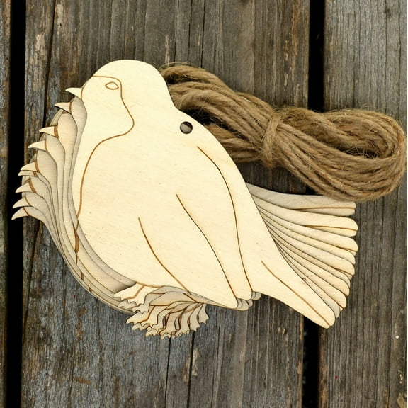 20pcs Unfinished Wooden Bird Ornaments, Bird Shaped Wood Cutouts, Blank Wood Slices for Painting, Hanging Crafts and Home Decoration