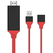 Washinglee Mobile Phone to HDMI Cable for iOS and Android Devices to HDTV, Universal Phone to HDTV Adapter for iPhone Samsung LG iPad iPod to TV Projector or Monitor, 1080P, Plug and Play. (3FT RED)