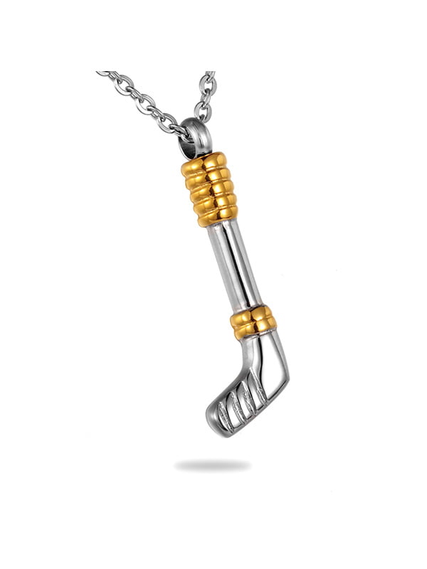 Hockey Stick Cremation Jewelry for Ashes Pendant Urns Pet Human Stainless Steel Memorial Necklace 