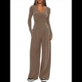 thumbnail image 1 of Conjuntos de 2 Piezas para Mujer para Estar en Casa en Otoño, Camisetas con Cuello Redondo y Pantalones Anchos, Conjuntos Casuales A Juego. Caqui L, 1 of 8