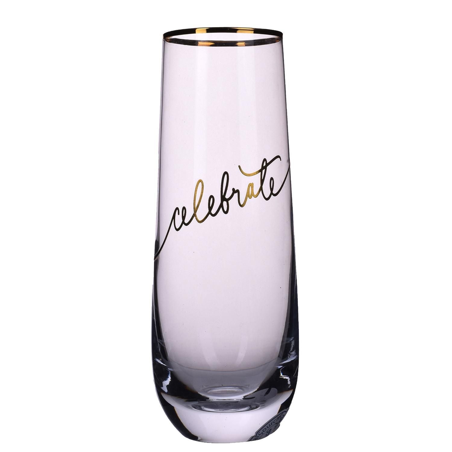 Glass Stemless Champagne Flutes Wine Glass Champagne Glasses Water Cup BPA-Free for Housewarming Friends clear glass