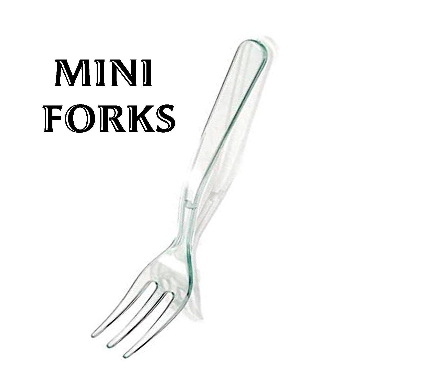 Loreso Mini Plastic Clear Dessert Forks For Fruit Dessert and Frozen