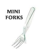 Loreso Mini Plastic Clear Dessert Forks For Fruit Dessert and Frozen Cakes - Disposable, BPA Free, Reusable 3.8 Inches