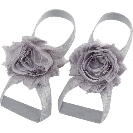 

QWZNDZGR Baby Girl s Barefoot Sandals Solid Flower for Newborn Infants Toddlers Chiffon Flower Footwear Accessory