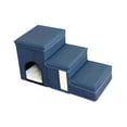 thumbnail image 1 of Escaleras para perros, suaves, de 3 niveles, para camas altas, salones y escaleras. Azul marino, 1 of 8
