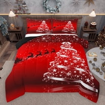 Feelyou Stars Xmas Tree Full Size Comforter Sets for Girl, Glitter Winter Snowflake Bedding Comforter Set, Fashion Western Festival Reversible Bedding Sets, Microfiber Bedroom Decor, 3pcs
