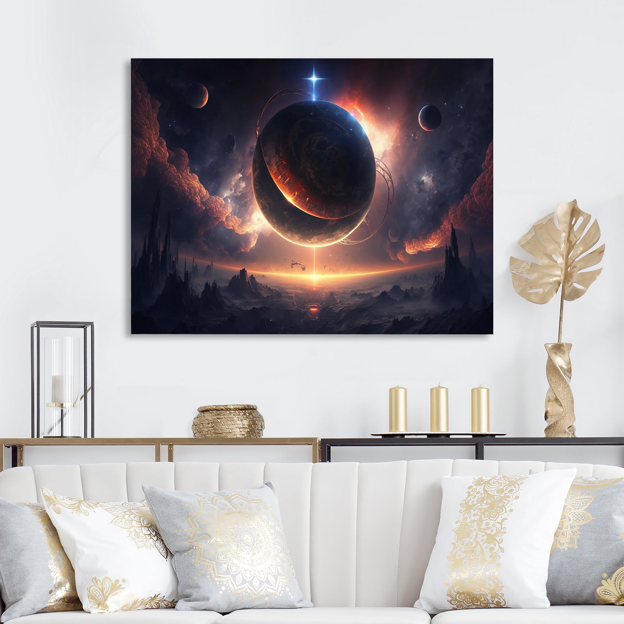 Designart Deep Planet Eclipse I Canvas Wall Art