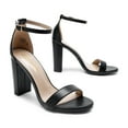 thumbnail image 3 of Women's High Chunky Heel Sandals Ankle Strap Open Toe Platform Pump Sandal Shoes Hi-Chunk Black/Pu Size 7, 3 of 6