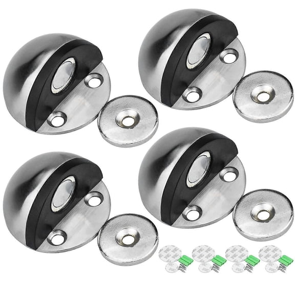 Stainless Steel Door Stopper Magnetic Door Stopper, Adhesive Door Stopper With Mounting Screws and 3M Glues to Protect Door and Wall