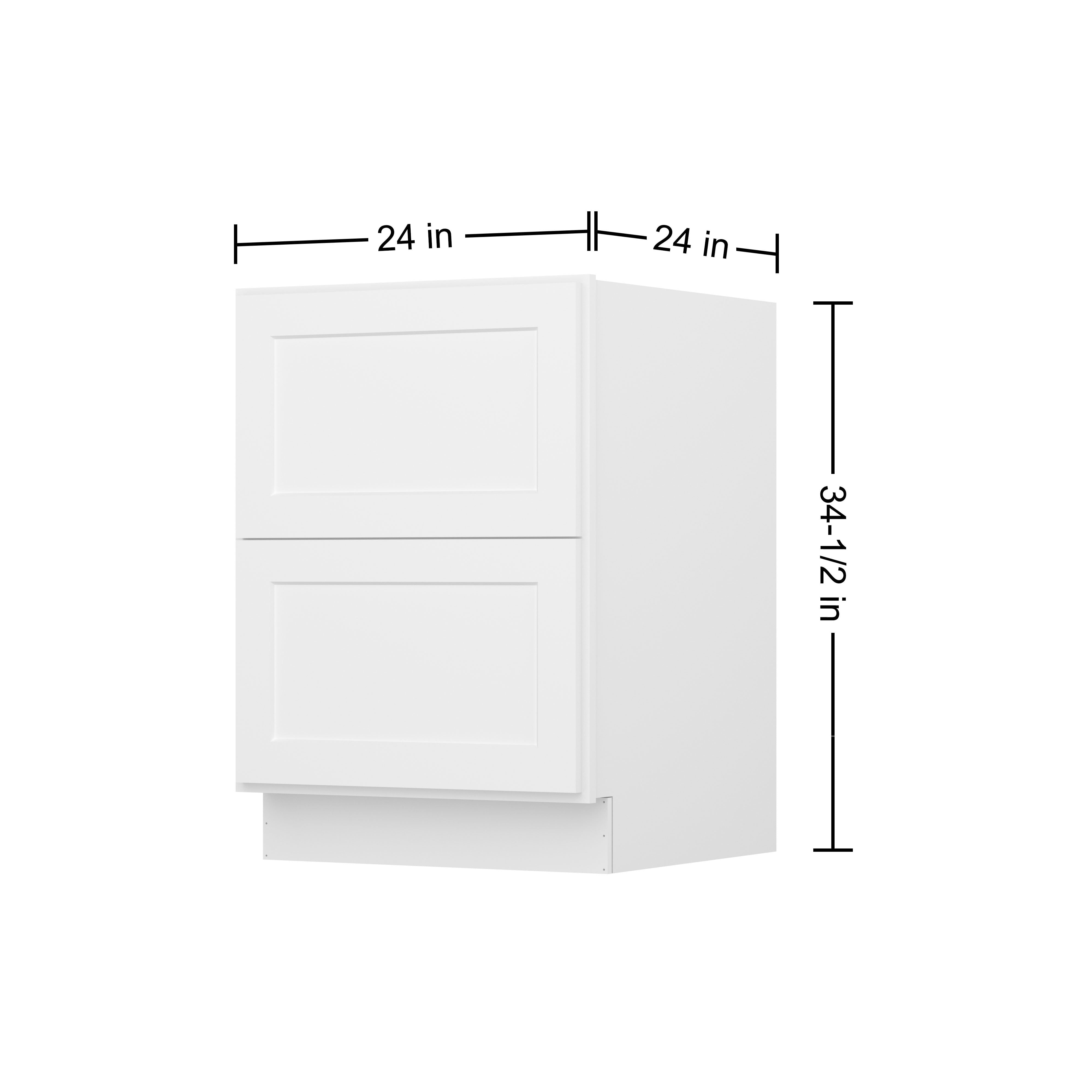 Furinno Shaker Drawer Base Kitchen Cabinet with 2-Drawers, Ready to Assemble, 24 D x 24 W x 34.5 H, White