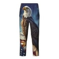 thumbnail image 2 of Gukieu Night Sky Bald Eagle Print Youth Home Trousers, Elastic Waistband with Pockets for Home and Outing, Suitable for Children Aged 5-16-XS(5-6), 2 of 6