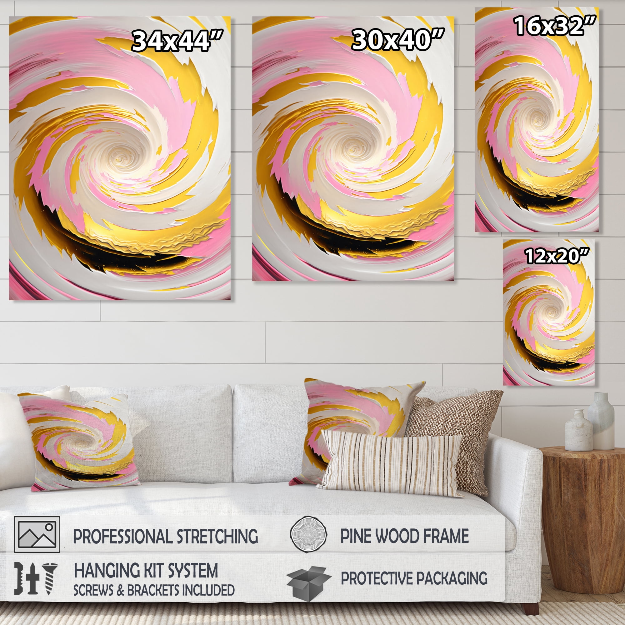 Designart Pink Watercolor Circular Abstract II Canvas Wall Art