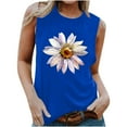 thumbnail image 2 of Fznquz Sleeveless Tank Top for Women Sunflower Crew Neck Plus Size Loose Casual Blue Boho Women's Tank Tops, 2 of 5