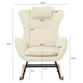 thumbnail image 4 of Rocking Chair Nursery with High Backrest, Adjustable Headrest & Pocket,Teddy Upholstered Rocker Glider Chair with Anti-Skid Pad for Nursery,Bedroom,Living Room,Offices,Rubber Wood,Beige, 4 of 9