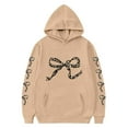 thumbnail image 7 of LRen Girls Hoodies Size 14-16, Girl Bow Leopard Printed Hoodies Drop Shoulder Long Sleeve Sweatshirts Pullover Preppy Back To School Cute Valentines Clothes,Khaki,13-14 Years, 7 of 7