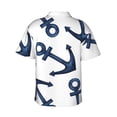 thumbnail image 3 of Easygdp Navy Blue Anchor Men's Hawaiian Shirts Print Lapel Short Sleeve for Beach, vacation, party, casual occasions - Medium, 3 of 9