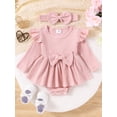 thumbnail image 2 of FOCUSNORM Tenue de Printemps pour Bébé Fille Nouveau-Né Robe à Manches Longues Col Rond avec Nœud et Bandeau Vêtements d'Automne pour Nourrisson, 2 of 9