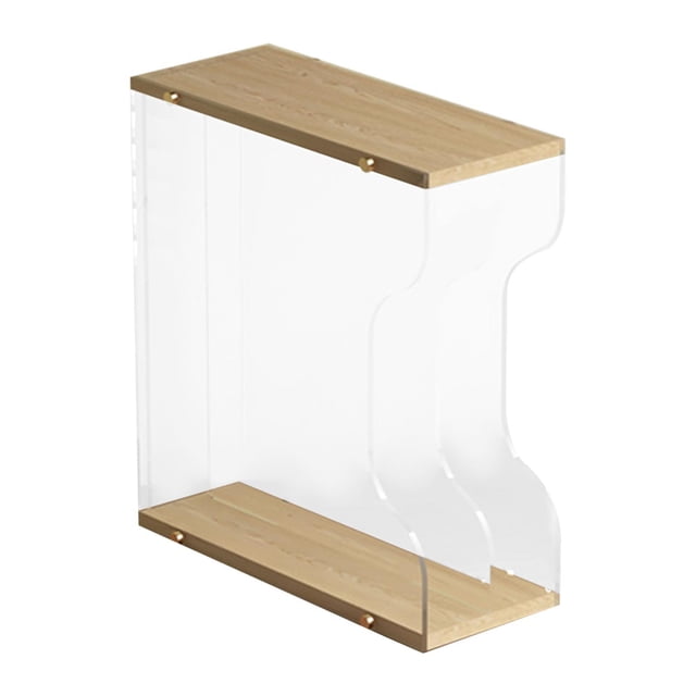 Yinanstore Vinyl Record Holder Stand Organizer Home Decor Table Elegant Display Stand Storage Rack for files Albums Documents Newspapers Wood Color 2 Grid