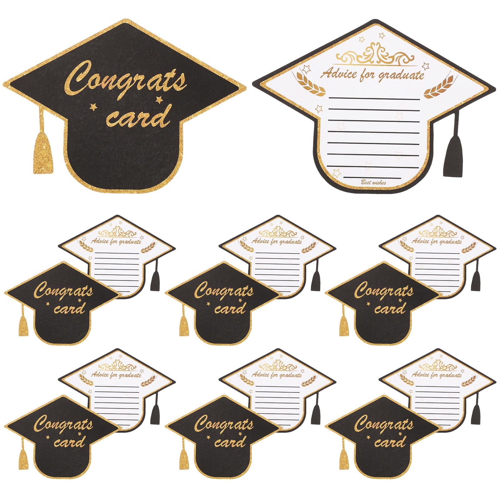Worgeous 120 pcs  Graduation Theme Greeting Cards Paper Graduation Cap Shape Cards Presents