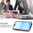 thumbnail image 4 of Premium PU Leather for iPhone 16 Card Slots Wallet Back Case, Classic with Ring Kickstand Magnetic Button Stylish Drop Protection Phone Case Cover for iPhone 16, Rosegold, 4 of 9