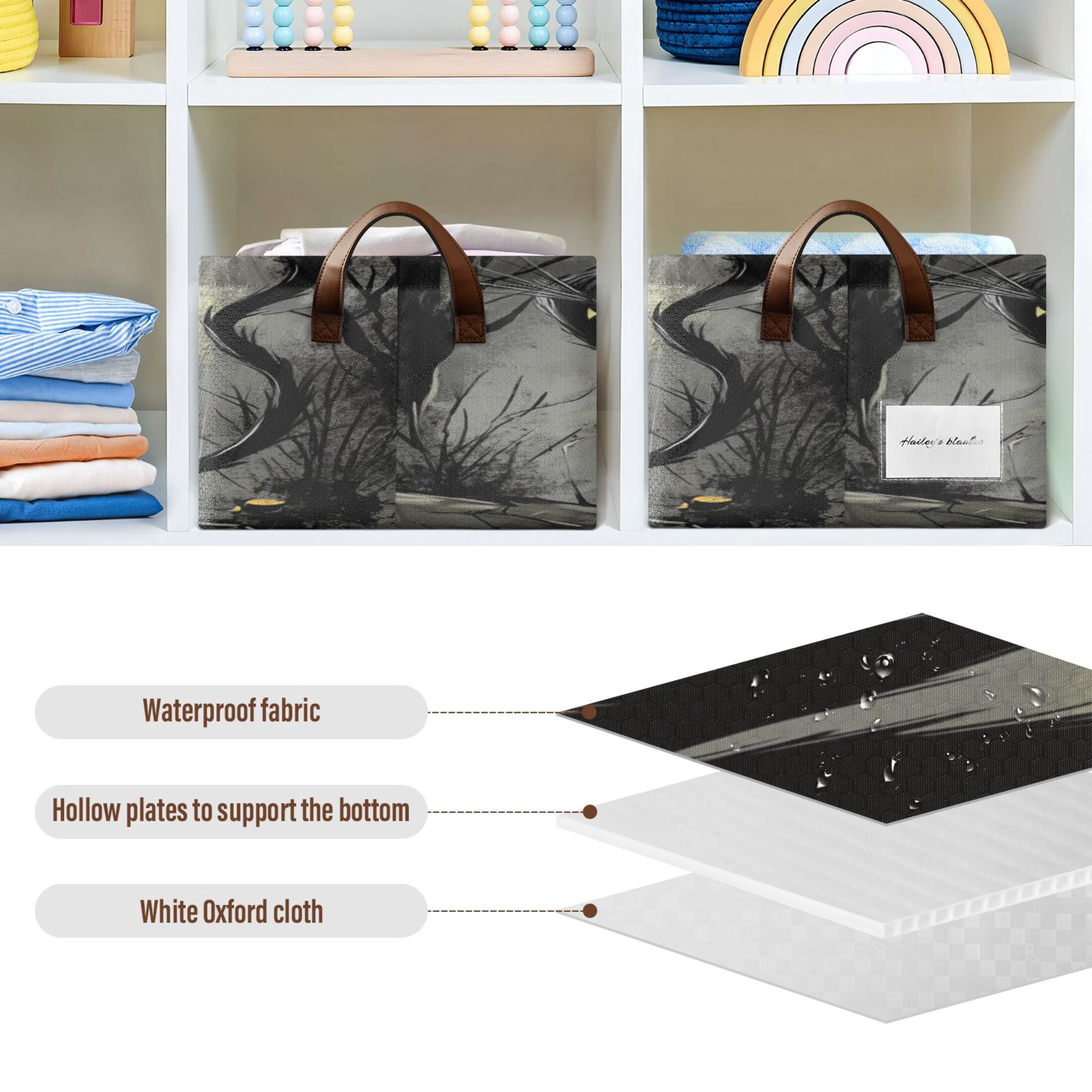 Funny Black Cat Storage Basket Soccer Plaid Fabric Hoard Box Oversized Collapsible Closet Organizer with Metal Iron Frame 16.9×11.4×7.7in