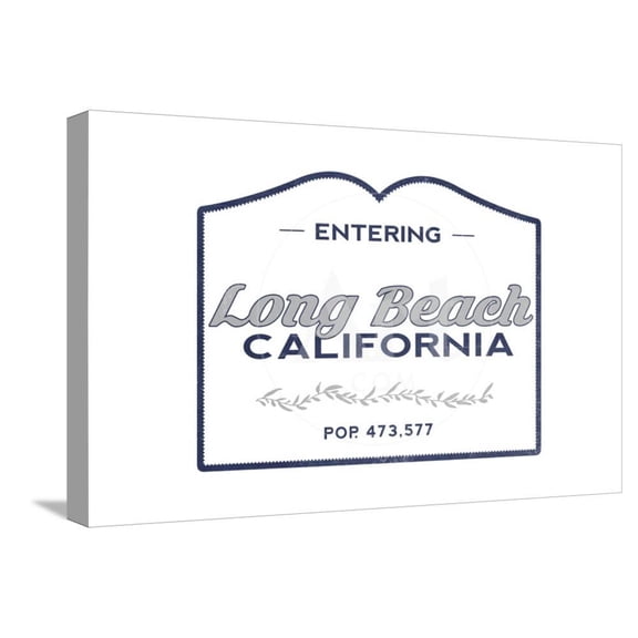 Long Beach, California Now Entering Blue, Stretched Canvas Wall Art by Lantern Press Sold by Art.Com