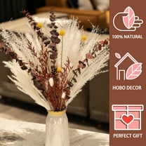 LaMuseCybèle Natural Dried Pampas Grass ,Boho Dried Flowers Bouquet,Bunny Tail Eucalyptus Pampas Grass Vase, Autumn Decor and Wedding Home Table Decor (Red)