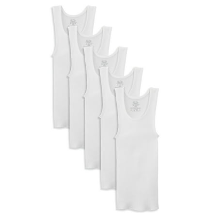 Fruit of the Loom White Tank A-Shirts, 5 Pack (Little Boys & Big