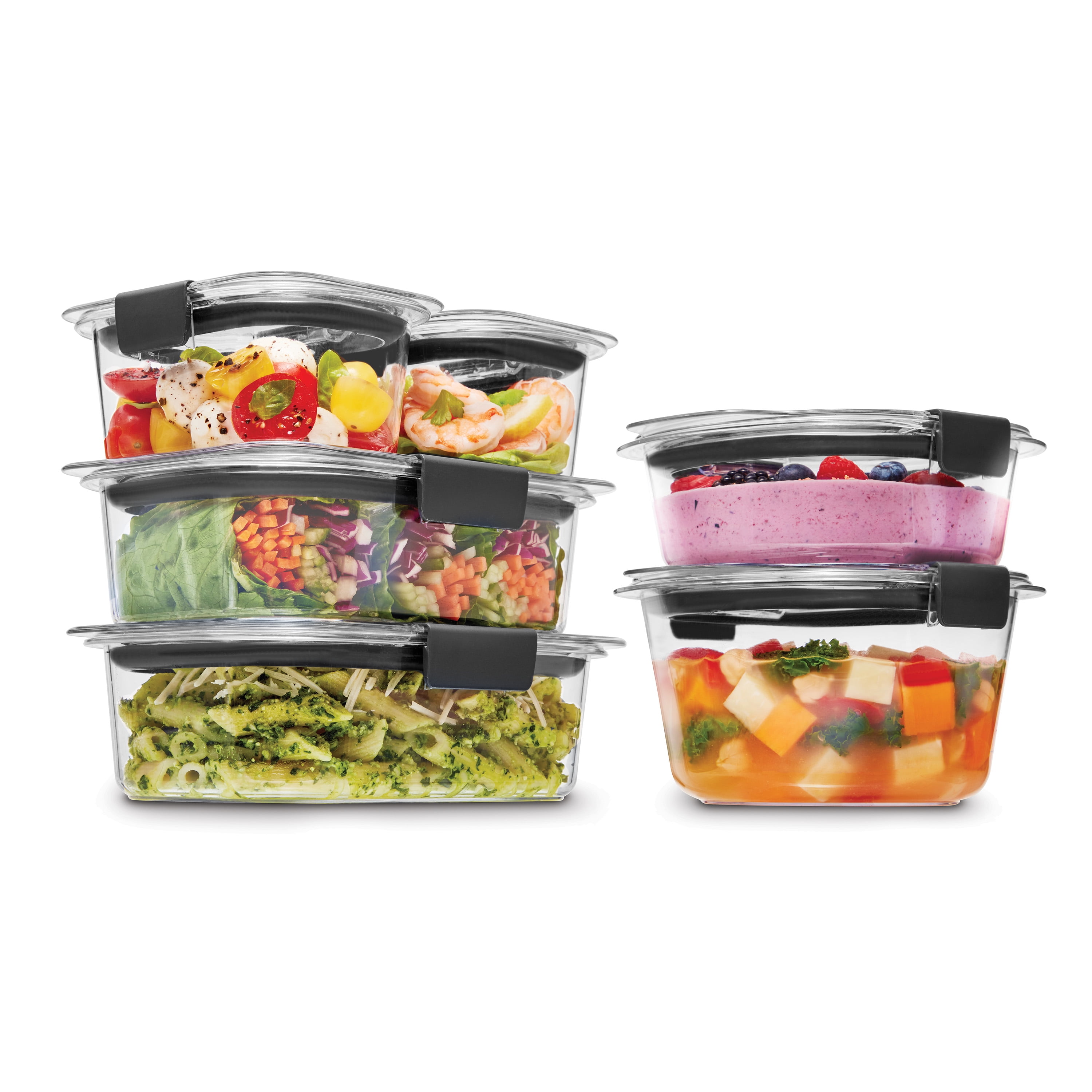 Rubbermaid Brilliance Round and Rectangular Food Storage Containers, 6 Pack